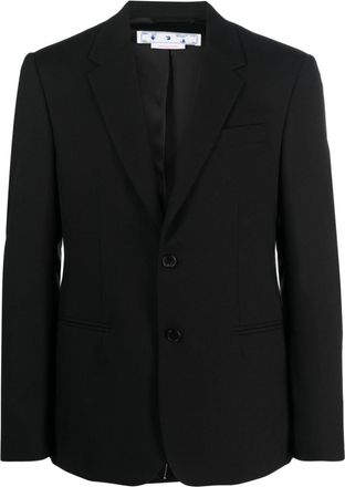 Off-white slogan-print virgin wool blazer - men - Cotton/Cupro/Viscose/Virgin Wool - 46 - Black