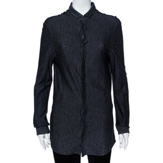 Emporio Armani Black Striped Knit Long Sleeve Shirt