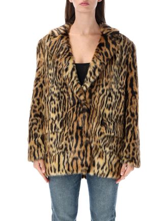 Stand Studio Leopard Emmie Fur Blazer Faux Fur Blazer