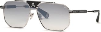 Philipp Plein SPP152W K07X Mens Sunglasses Silver Size 63