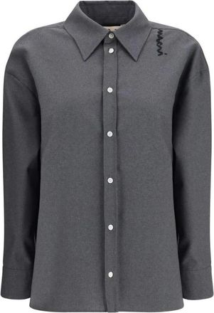 Marni Dames, Blouses & Shirts, Grijs, Maat: 2XS Wol