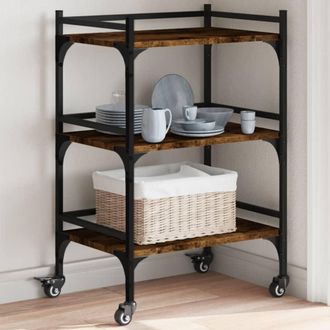 vidaXL Vidaxl - Carrito De Cocina Madera Ingenier&iacute;a Roble Ahumado 50x35x75,5 Cm