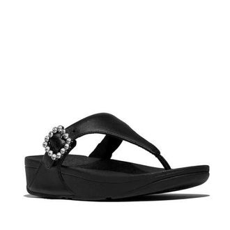 FitFlop Lulu Crystal-Buck le Toe-Post in All Black at Nordstrom, Size 8.5