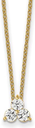Diamond2Deal 14K Gold 3/4 Ct Lab Grown Diamond 3 Stone Necklace 18 Clarity VS, Color D-E