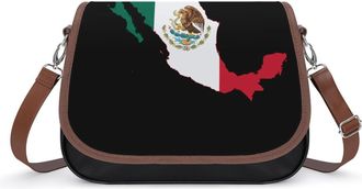 Generic Mexico Flag Map Womens Crossbody Bag Fashion Shoulder Handbags Message Tote Bag with Adjustable Strap