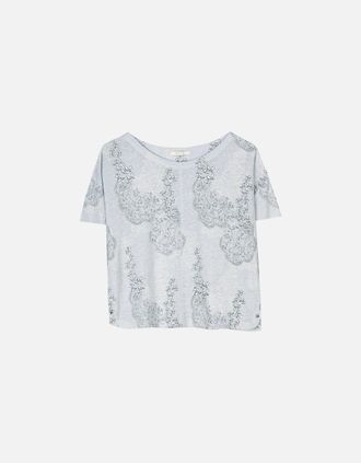 White Stuff Womens White Stuff Tumble Floral Womens Jersey Tee AW17 - Blue - Size: 10
