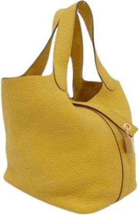 Herm&egrave;s Pre-owned Bucket Bag - Dames - Vintage Tas - Geel - ONE Size - Leer - Vintage