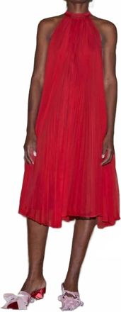 Lingua Franca Minnelli Pleated Chiffon Halter Dress In Cherry