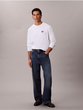Calvin Klein Jeans Calvin Klein Mens Interlock Script Logo Long Sleeve Tee - White - 2XL