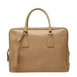 Prada Pre-owned Handbags, male, Beige, Size: ONE SIZE Pre-owned Vintage Briefcase Handbag