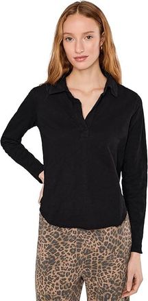 Mod-o-doc Long Sleeve Easy Polo T-Shirts Womens Clothing Black 1 : LG (US 12-14), Cotton