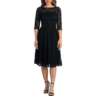 Kiyonna Luna Lace Cocktail Dress in Onyx at Nordstrom, Size X-Small