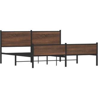 vidaXL Estructura De Cama Sin Colch&oacute;n Metal Roble Marr&oacute;n 180x200 Cm Vidaxl