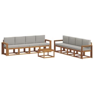 vidaXL Conjunto De Sof&aacute;s De Exterior 9 Pcs Gris Natural Y Claro Vidaxl