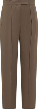 Ferragamo Olive Green Tailored Flat Front Pants