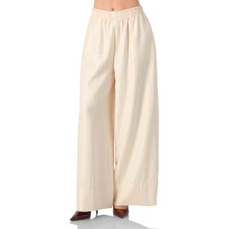 Ivonne High-Waisted Wide-Leg Trousers with Elastic Waistband in Natural at Nordstrom, Size 10