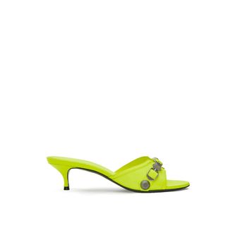 Balenciaga Heeled Mules, female, Yellow, 4 UK, Yellow Fluo Mule Slippers with Studs