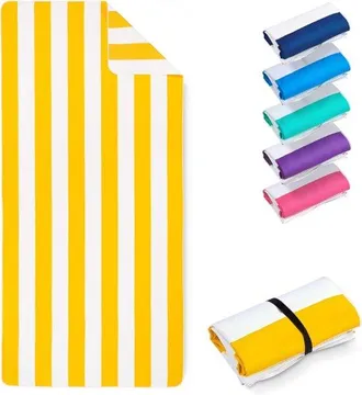 OEM Toalla De Playa De Microfibra - Toalla De Viaje Xxl - 200x90cm - Toalla De Microfibra 100% Reciclada - Secado R&aacute;pido - Amarillo Lim&oacute;n