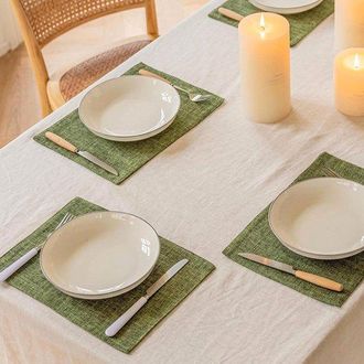 No Brand Juego De 4 Manteles Individuales De Lino Tejido, Resistentes Y Duraderos, Ideales Para La Cocina, El Comedor, La Cena Y La Decoraci&oacute;n De Pascua. Medid