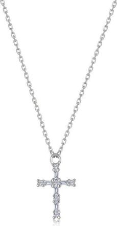 Lafonn Eden Baguette Simulated Diamond Cross Necklace in Silver at Nordstrom, Size 20