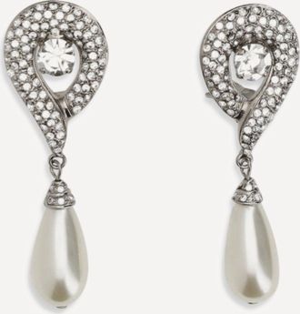 Alessandra Rich Crystal Earrings with pearl pendants Female UNI