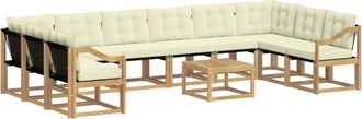 vidaXL Conjunto De Sof&aacute;s De Exterior 11 Uds. Blanco Y Crema Vidaxl