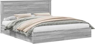 vidaXL Storage Bed Grey Sonoma 180 x 200 cm Engineered Wood vidaXL