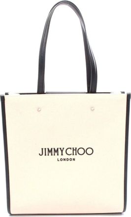 Jimmy Choo London Canvas Leather N/S Tote Bag
