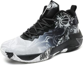 Generic Mens Plus Size Basketball Shoes High top Breathable Anti Slip Wear-Resistant Rebound Casual Sports Training Boots Walking Shoes(Black,12.5 UK)