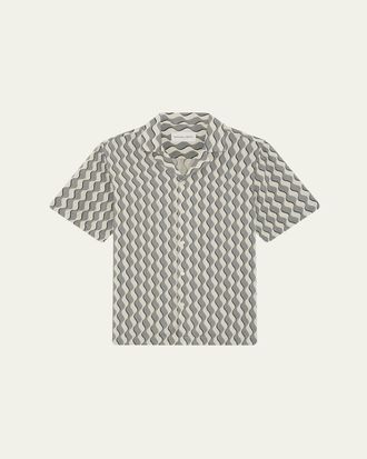 Frescobol Carioca Roberto Geometric Linen Button-Down Shirt