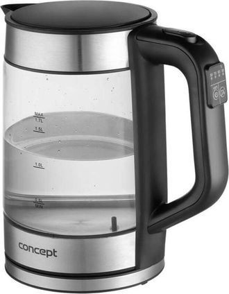 Concept Concept - Hervidor El&eacute;ctrico, Volumen 1,7 L, Con Control De Temperatura, 2200 W, Negro/acero Inoxidable Rk4067