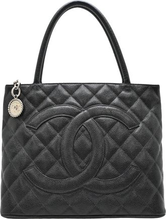 Chanel Black Grained Calfskin Tote Bag (Pre-Owned)