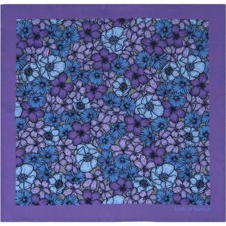 Lords of Harlech Hudson Merino Wool Handkerchief Pocket Square in Dense Floral Lavender at Nordstrom