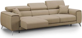 Divani.Store Fusion Sof&aacute; Con Asientos Deslizantes En Tela Suave Antimanchas 260 Cm Beige