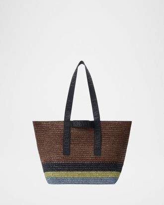 Loewe Mens Fold Raffia Shopper Tote Bag