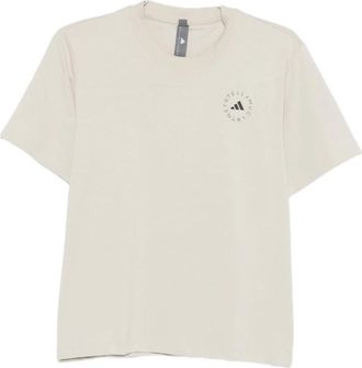 adidas by Stella McCartney Logo T-Shirt - Dames - Sportshirts - Beige - M - Fitness