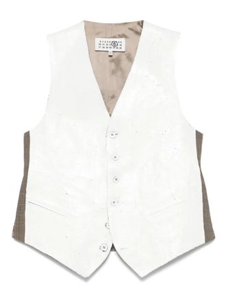 Maison Margiela half-painted waistcoat - women - Polyester/Elastane/Viscose/Virgin Wool - 38 - White