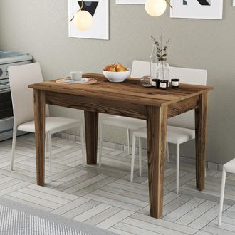 Dmora Mesa Fija Fosciana, 6 Asientos, Rectangular, Soporta 120 Kg, 110x72x75h Cm, Marr&oacute;n Nogal