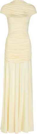 Self Portrait Gathered Stretch-jersey Maxi Dress - Yellow - 12 (UK12 / M)