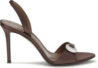 Giuseppe Zanotti Giuseppe Zanotti Womens Satin Buckle Heel Sandals - Dark Brown Silk - Size 36.5 EU/IT