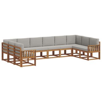vidaXL Conjunto De Sof&aacute;s De Exterior 10 Pcs Gris Natural Y Claro Vidaxl