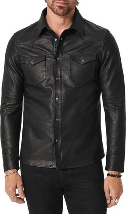 John Varvatos Sage Leather Shirt Jacket in Black at Nordstrom, Size 50