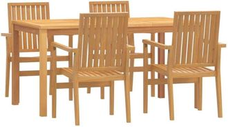 vidaXL 5 Piece Garden Dining Set Solid Wood Teak Vidaxl