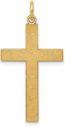 Diamond2Deal 14k Yellow Gold Laser Designed Cross Pendant