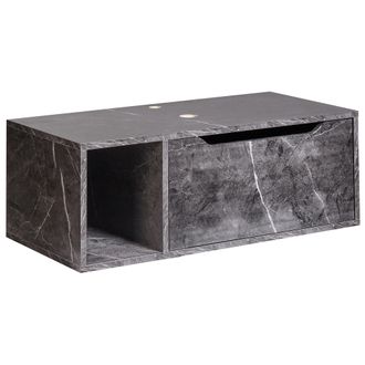 Beliani Beliani - Mueble De Pared Para Ba&ntilde;o Suspendido 2 Estantes 80 X 40 Cm Efecto M&aacute;rmol Negro Cascavel