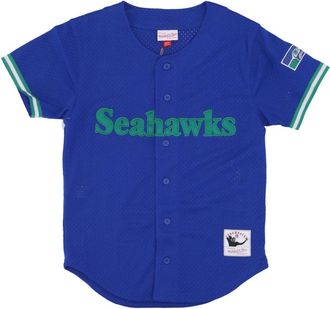 Mitchell & Ness Seattle Seahawks Mesh Button Front Shirt - Heren - Fitness - Blauw - XL - Polyester - Fitness