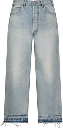 Celine Straight Jeans, male, Blue, Size: W32 Released Hem Jeans for Men