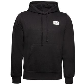 Diesel Mens Patch Logo Black Hoodie Cotton - Size X-Large