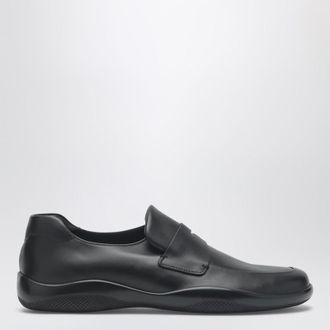Prada Black leather Toblach loafers