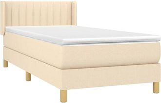 vidaXL Cama Box Spring Con Colch&oacute;n Tela Color Crema 100x200 Cm Vidaxl